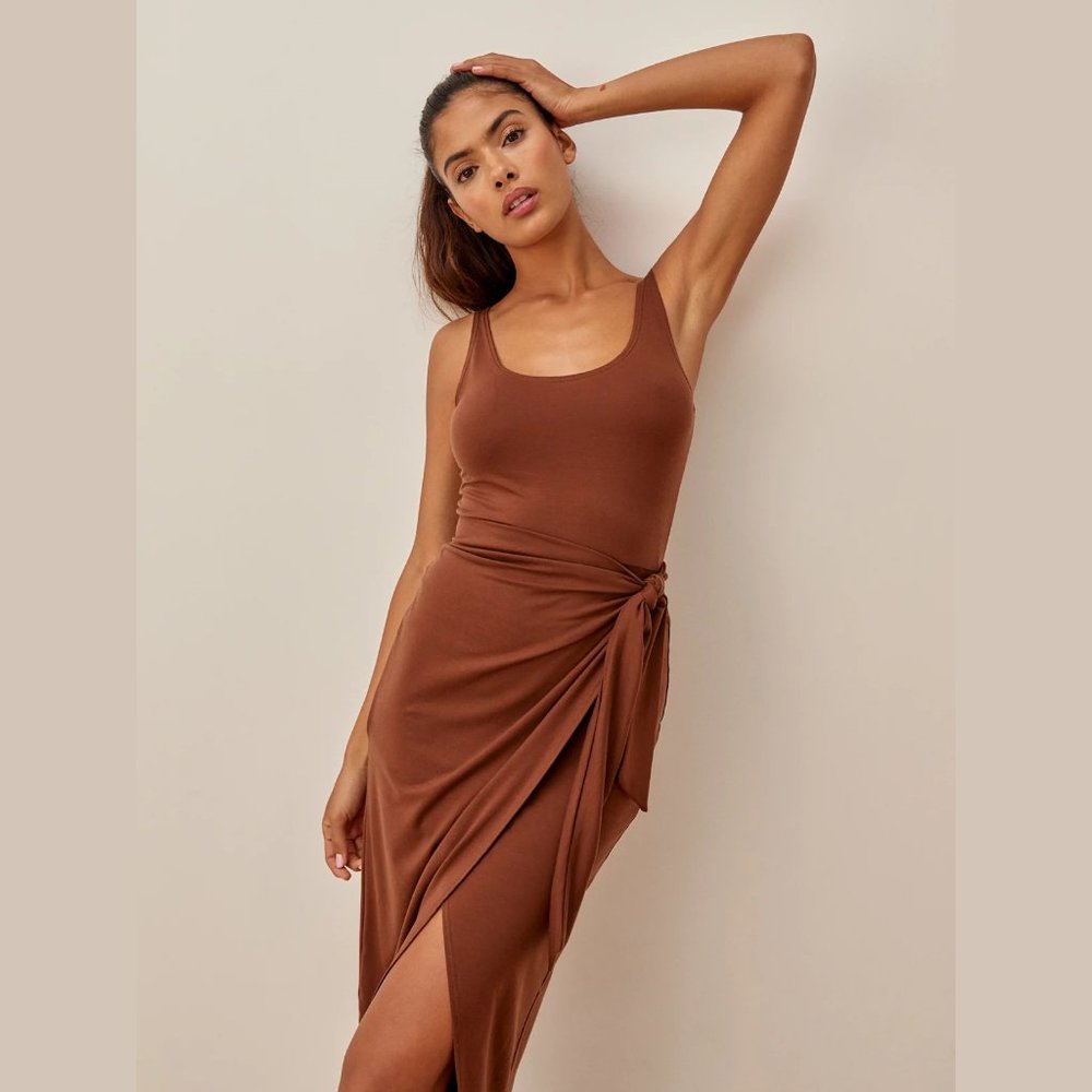 Reformation Kaila Knit Dress in Chestnut